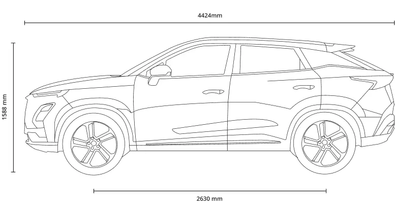 OMODA 5 EV — Dimensiuni